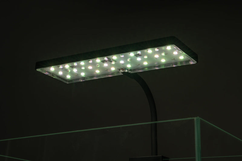 Aqua Worx EOS LED Aquarium Light in RGB colors, showcasing adjustable lighting for freshwater or saltwater tanks.