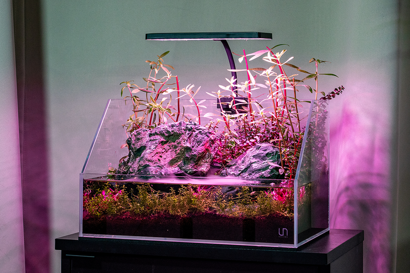 Aquaworx Aqua Worx EOS LED Aquarium Light with RGB color options, showcasing the sleek, modern design for freshwater or saltwater tanks.