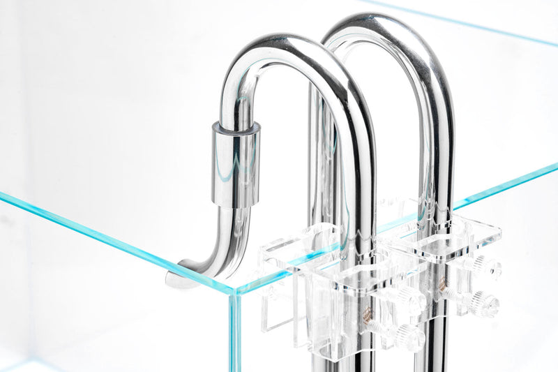 Stainless steel Lily Pipes filter for aquariums, Aqua Worx Flux brand, with sleek design for efficient water flow and filtration.
