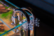 Stainless steel Aqua Worx Flux lily pipes with integrated skimmer for aquarium filtration, designed for efficient water flow.
