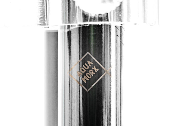 Aqua Worx Flux stainless steel lily pipes with skimmer for aquarium filtration system, featuring sleek design and durable construction.