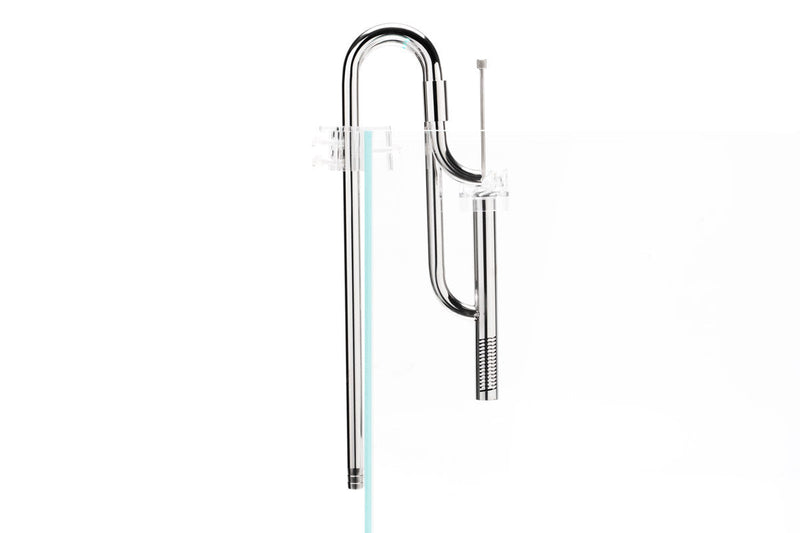 Aqua Worx Flux stainless steel lily pipes with skimmer for aquarium filtration, featuring sleek design and durable construction.