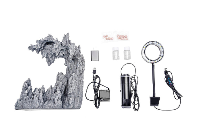 Aquaworx Sand Waterfall Aquarium Tank Kit C1 with 30cm size, featuring sand substrate and waterfall filtration system.