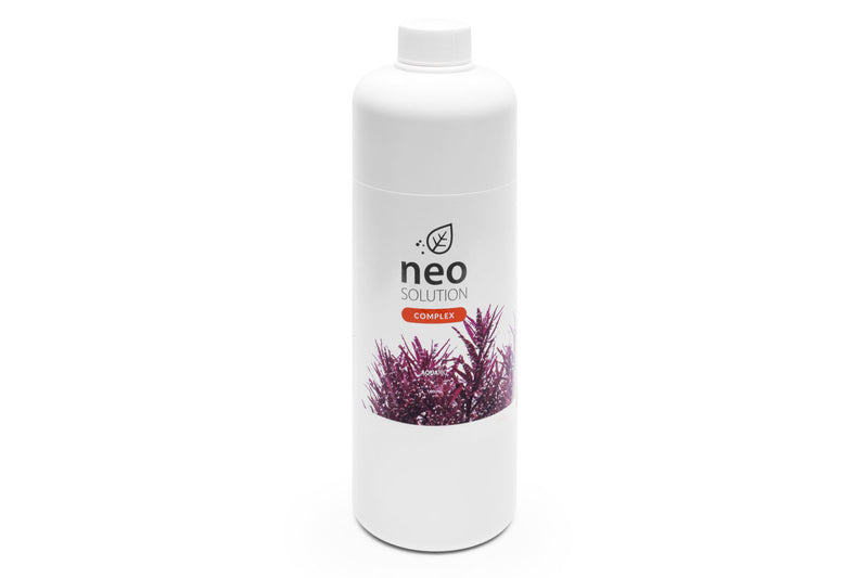 Aquario Neo Solution Complex liquid fertilizer for aquatic plants, showing the green bottle with label and product details.