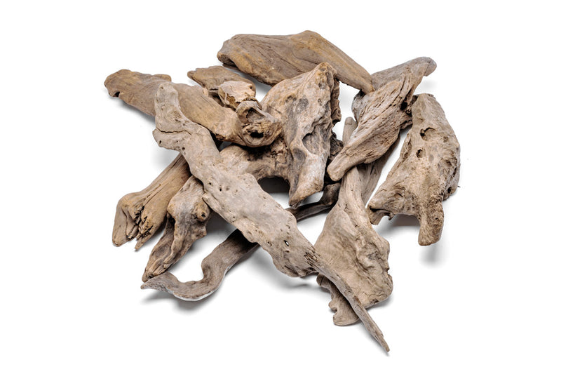 Assorted UNSHARDSCAPE driftwood accent pieces with natural, weathered wood textures for decorative use.