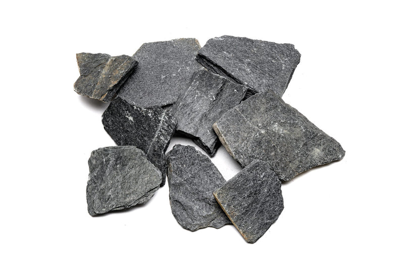Black slate hardscape tile from UNSHARDSCAPE, showcasing a smooth, dark, natural stone surface suitable for outdoor landscaping.