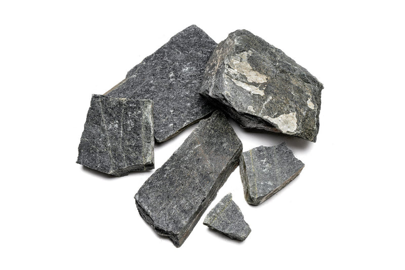 Black slate hardscape stone from UNSHARDSCAPE with a smooth, natural finish, ideal for outdoor landscaping and pathways.