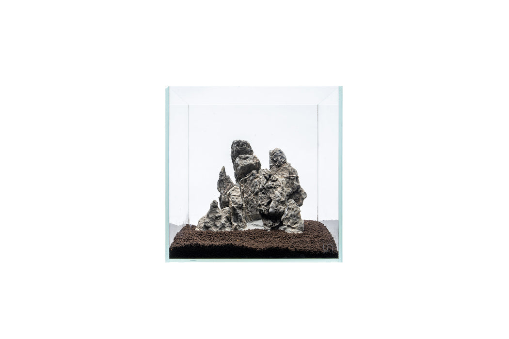 UNSHARDSCAPE Boutique Seiryu Stone Showpiece, natural gray stone with textured surface, decorative display piece.