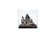 UNSHARDSCAPE Boutique Seiryu Stone Showpiece, smooth gray stone sculpture on a wooden base, decorative natural stone decor.
