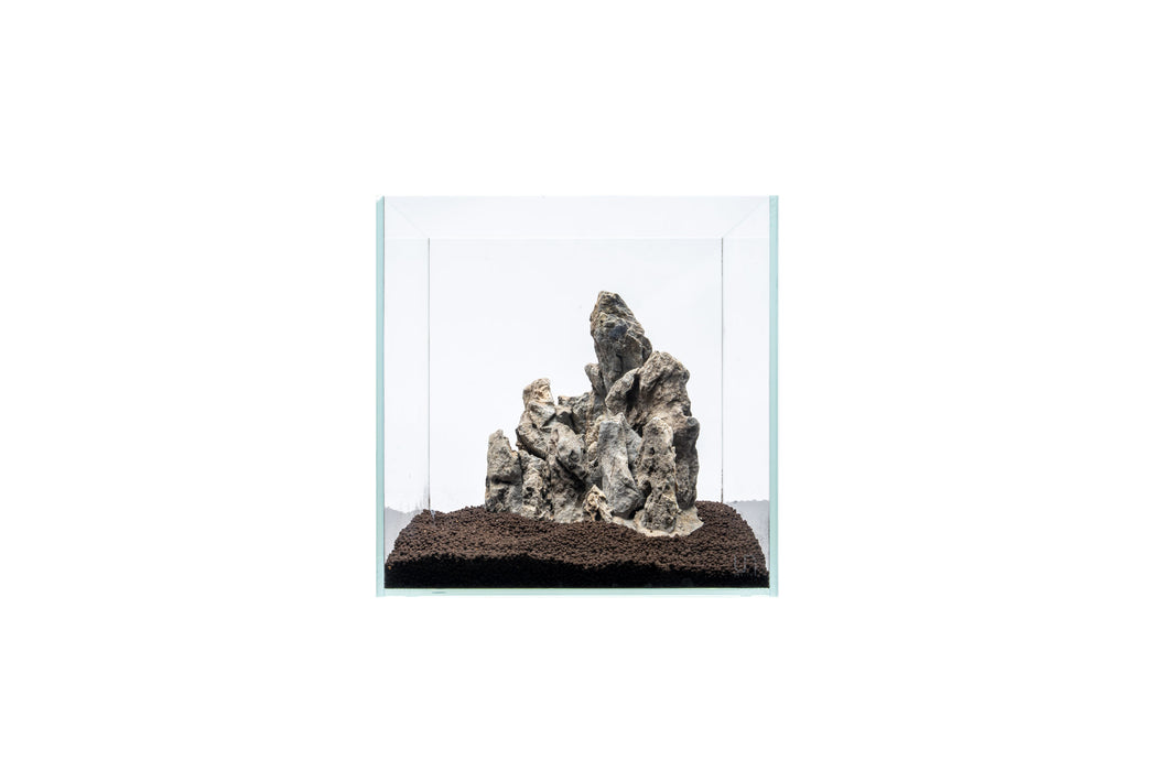 UNSHARDSCAPE Boutique Seiryu Stone Showpiece, natural gray stone with textured surface, decorative display piece for interior design.