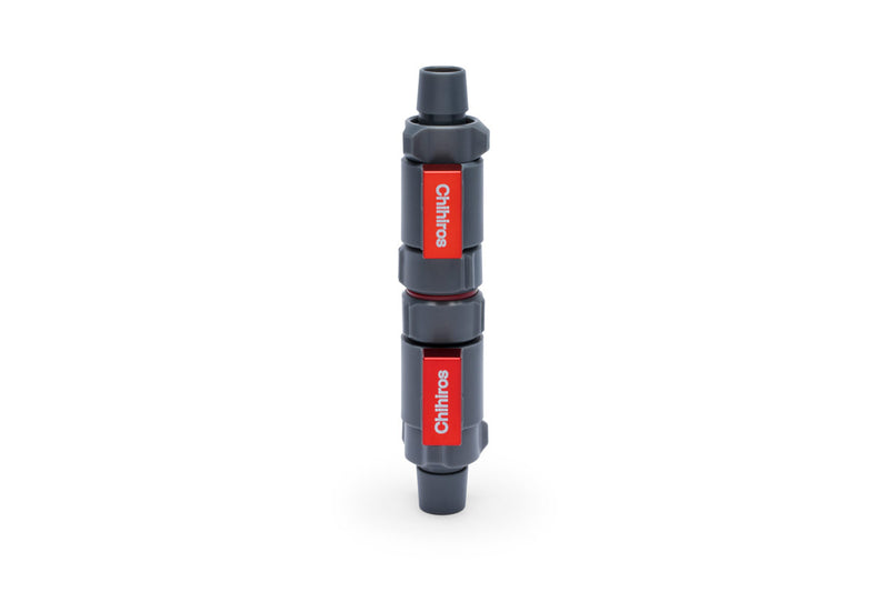 Chihiros Double Tap Quick Connector for aquarium filters, showing the plastic connector with dual tap design for easy water flow control.