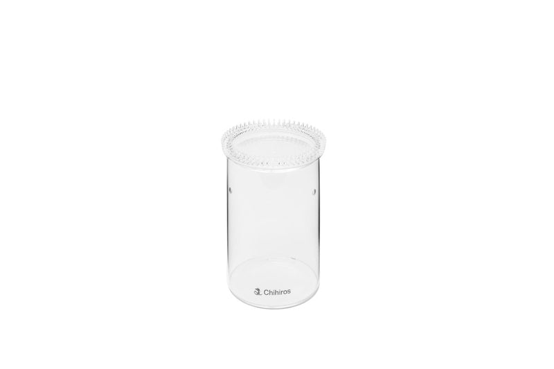 Chihiros glass pot accessory for aquatic setups, featuring a clear, round glass container with a sleek design.
