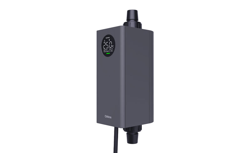 Chihiros Heater Pro accessory showing the compact, cylindrical heater with control dial for aquarium temperature regulation.
