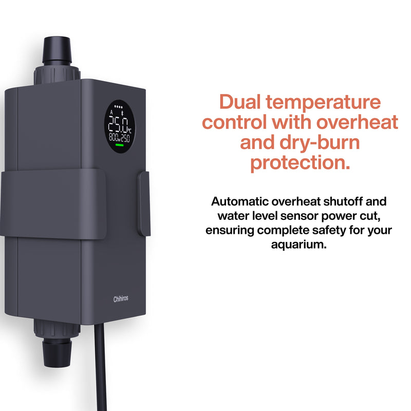 Chihiros Heater Pro accessory, compact device with digital control display, used for maintaining aquarium water temperature.