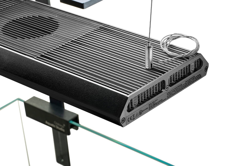 Chihiros RGB Vivid 2 Mate LED light for aquarium lighting, showcasing colorful LED panels and adjustable brightness controls.