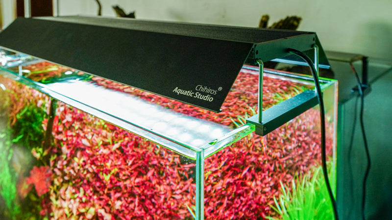 Chihiros WRGB II PRO lighting shade with mirror, designed for aquarium LED lighting, showcasing sleek design and reflective surface.