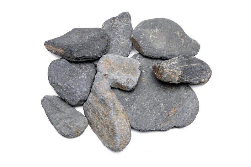 Dark blue slate stone from UNSHARDSCAPE, showing smooth, natural textured surface ideal for landscaping or decorative use.
