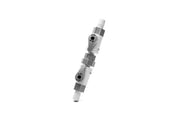 UNSFILTER Delta quick release double tap valves for filters, showing the metal valve components and quick-connect fittings.