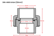 UPVC DIN to ANSI union fitting, flowcolour international trade accessories, connects piping components in plumbing systems