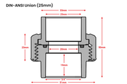 UPVC DIN to ANSI union fitting for plumbing, made by Flowcolour International Trade, used to connect pipes securely.