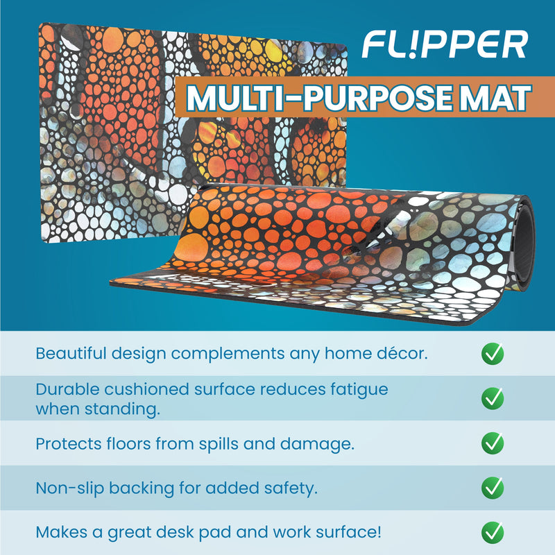 Flipper aquarium mat featuring a colorful clownfish design, ideal for aquatic tank accessories and fish habitat decoration.