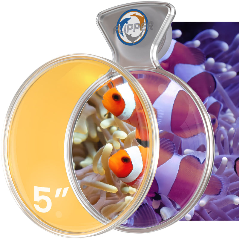 Flipper DeepSee orange lens filter accessory for cameras, measuring up to 5 inches, designed to enhance image effects.