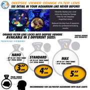 Flipper DeepSee orange lens filter for standard 4-inch accessories, designed to enhance visibility and contrast.