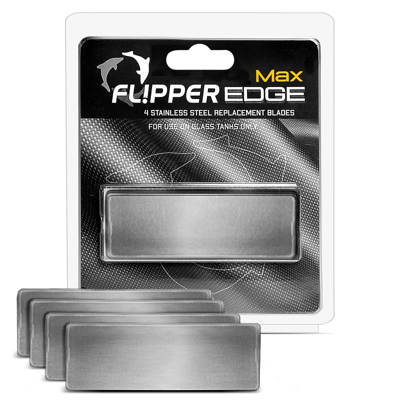 Four Flipper Edge MAX SS blades in a pack, showcasing durable stainless steel accessories for knife sharpening or replacement.