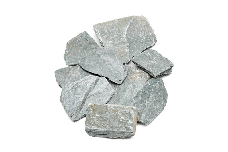 Grey River Slate hardscape stone by UNSHARDSCAPE, showcasing rectangular grey slate tiles for outdoor landscaping.