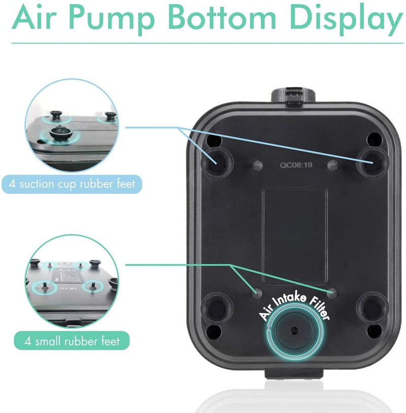 Hygger adjustable eco air pump 10W, a compact aquarium accessory with adjustable settings for efficient air circulation.