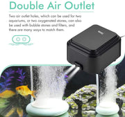 Hygger adjustable eco air pump 10W, a compact accessory with control dial for aquarium aeration and air circulation.