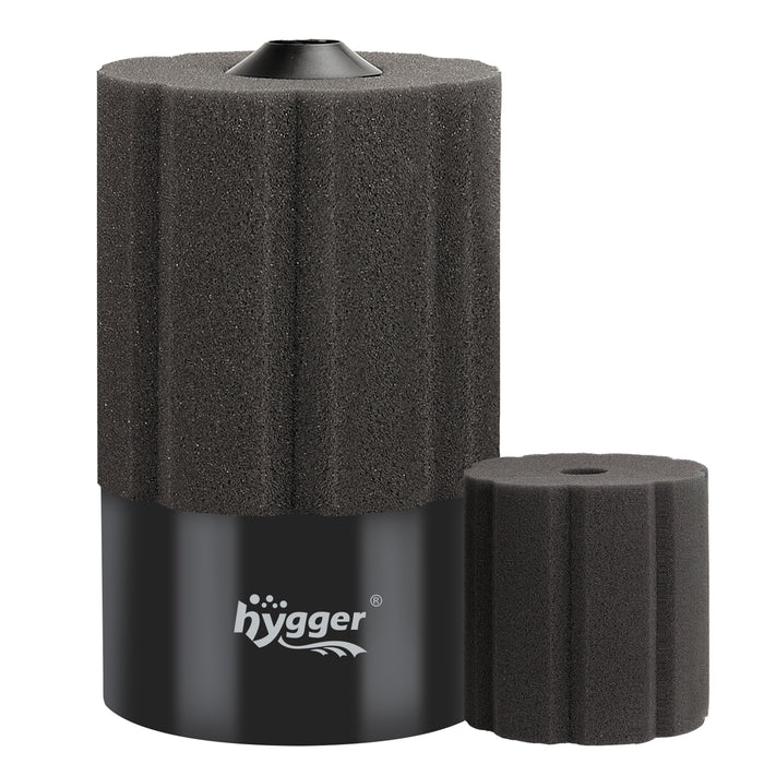 Hygger aquarium biochemical sponge filter with dual sponges and tubing for efficient biological filtration in fish tanks.