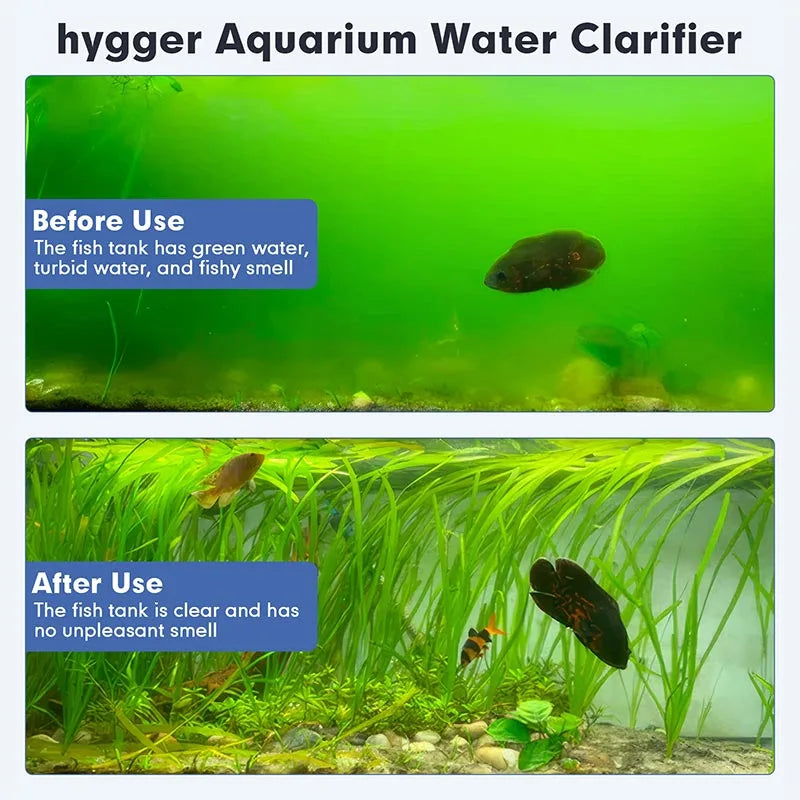 Hygger aquarium UV sterilizer accessory showing cylindrical device with UV bulb for water sterilization in fish tanks.
