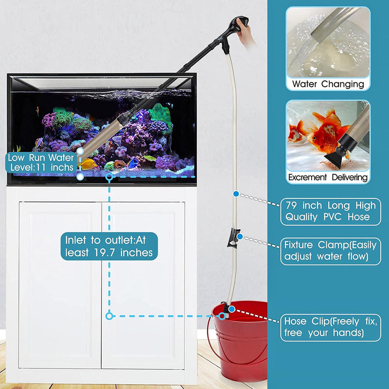 Hygger Aquarium Water Changer accessory with hoses and valve for easy water changes in fish tanks.