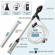 Hygger Aquarium Water Changer accessory showing a flexible hose and flow control valve for easy water changes in aquariums.
