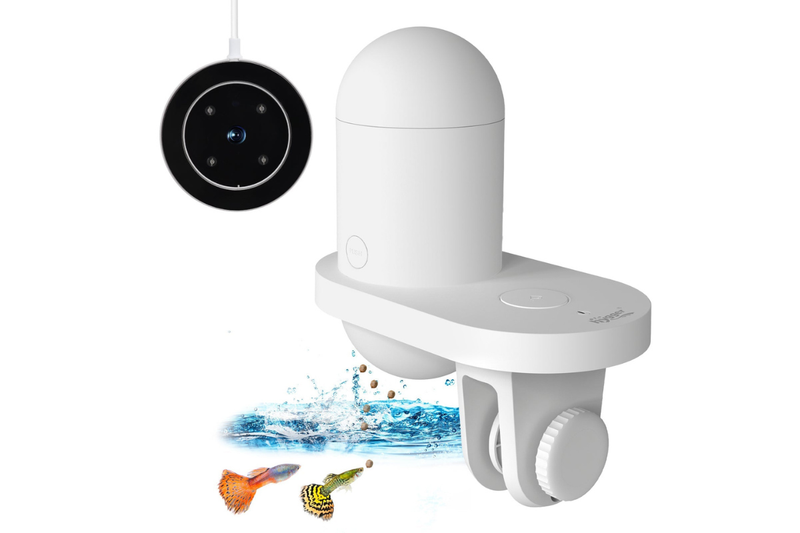 Hygger automatic feeder accessory showing a sleek, compact device for dispensing pet food automatically.
