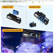Hygger Cross Flow Wave Pump, aquarium accessory with cylindrical design and inlet/outlet ports for water circulation.