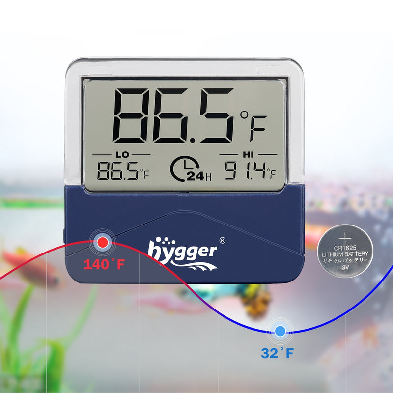 Hygger digital thermometer accessory with digital display, used for precise temperature measurement.