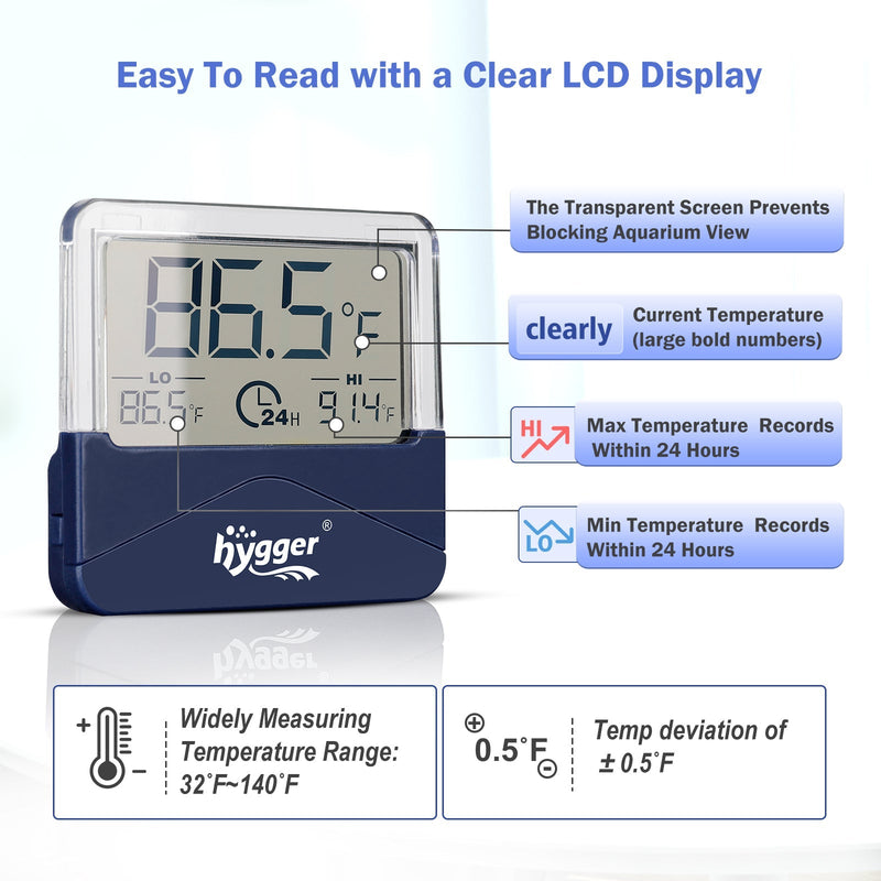Hygger digital thermometer accessory showing a clear digital display for accurate temperature readings