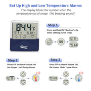 Hygger digital thermometer accessory showing a clear LCD display with temperature readings on a white background.