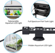 Hygger Dunker submersible aquarium light illuminating a fish tank with bright, adjustable LED lighting for underwater aquatic environments.