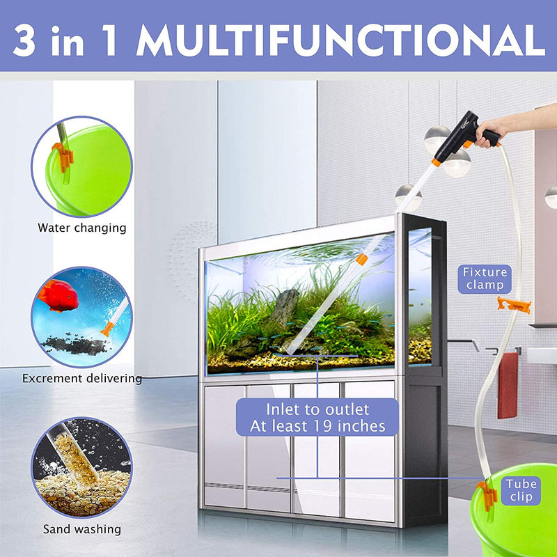 Hygger hand-operated 3-in-1 water changer accessory for aquarium water maintenance and cleaning.