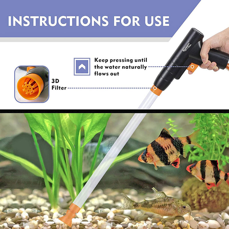 Hygger 3-in-1 hand-operated water changer accessory for aquarium water maintenance and cleaning.