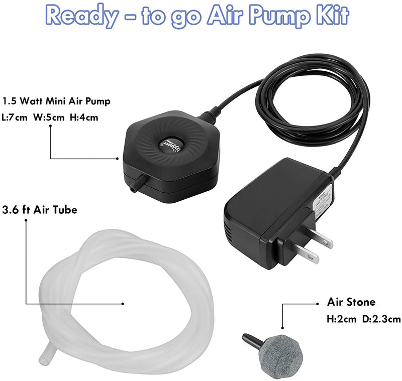 Hygger Hexagon Air Pump with accessories, compact air pump device with multiple attachments for aquarium or hydroponic use.