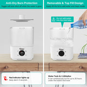 Hygger humidifier with built-in hygrometer and thermometer, showing water tank and control panel for maintaining optimal humidity.