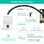 Hygger humidifier with built-in hygrometer and thermometer, white plastic device for maintaining indoor humidity levels.