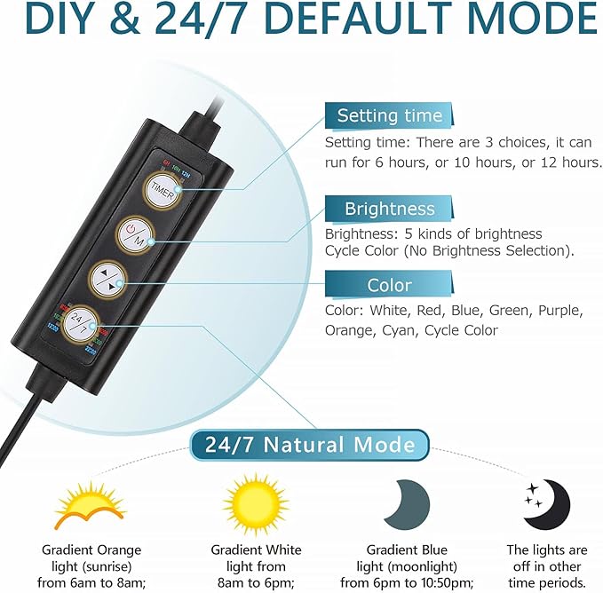 Hygger LED clip-on light HG990 providing 24/7 illumination, compact design with adjustable brightness for versatile lighting.