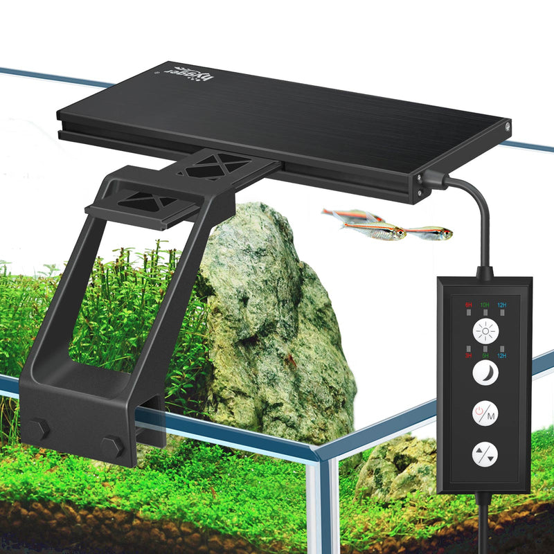 Hygger full spectrum LED light for plant growth, showcasing the sleek, energy-efficient lighting fixture with adjustable settings.