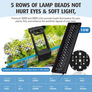 Hygger LED full spectrum lighting fixture with adjustable arms and white finish, ideal for plant growth or aquarium illumination.
