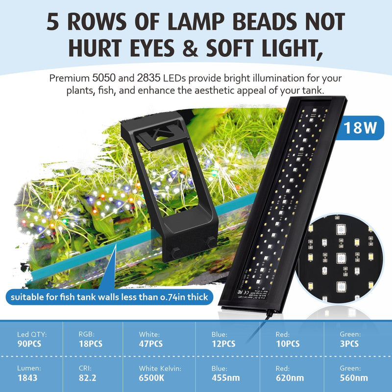 Hygger LED full spectrum lighting fixture with adjustable arms and white finish, ideal for plant growth or aquarium illumination.